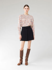 Blouse smockée en soie - White Pink