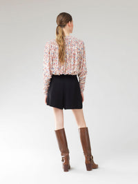 Blouse smockée en soie - White Pink
