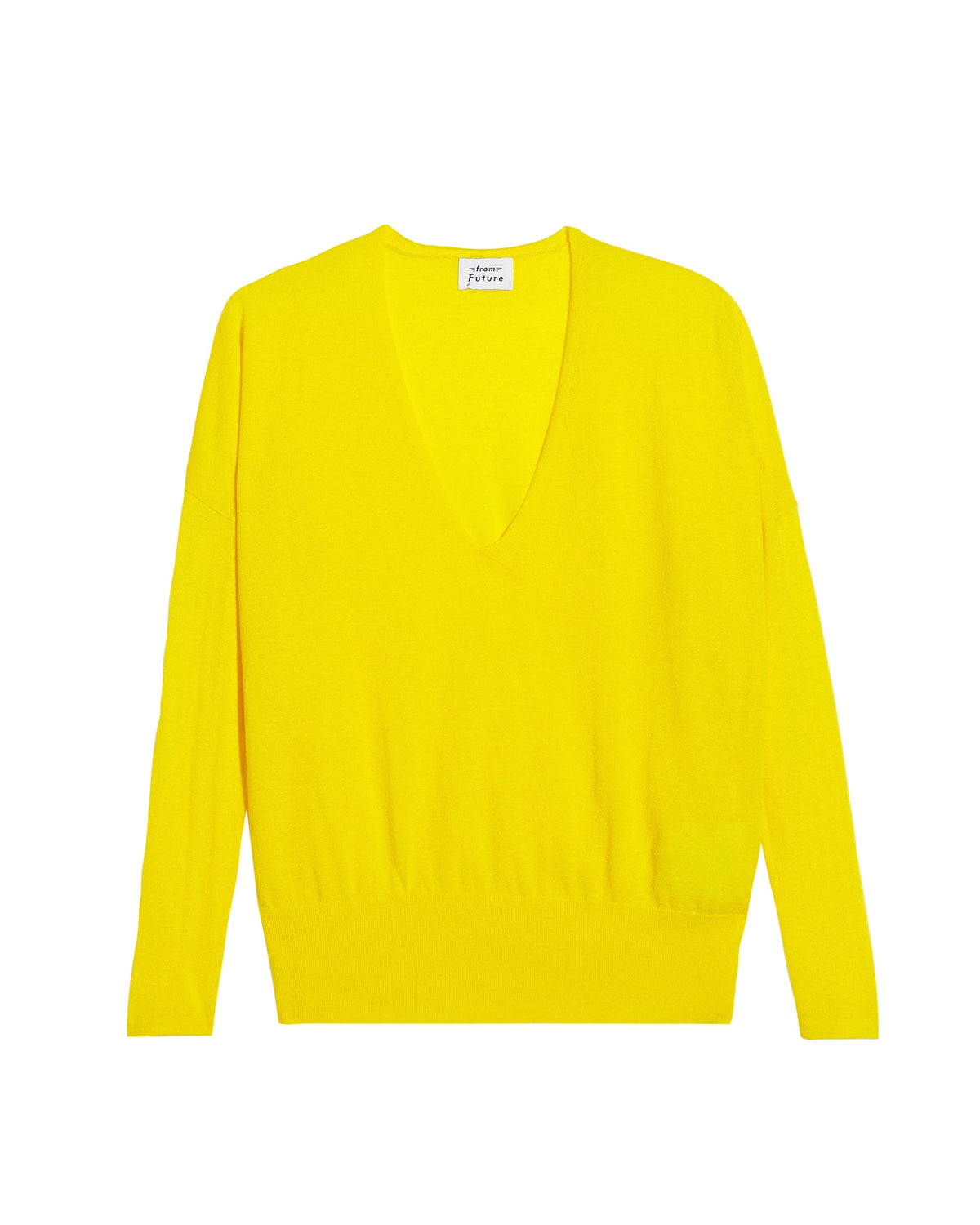 Pull à col V oversize extra fin en cachemire - Summer Yellow