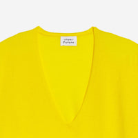 Pull à col V oversize extra fin en cachemire - Summer Yellow