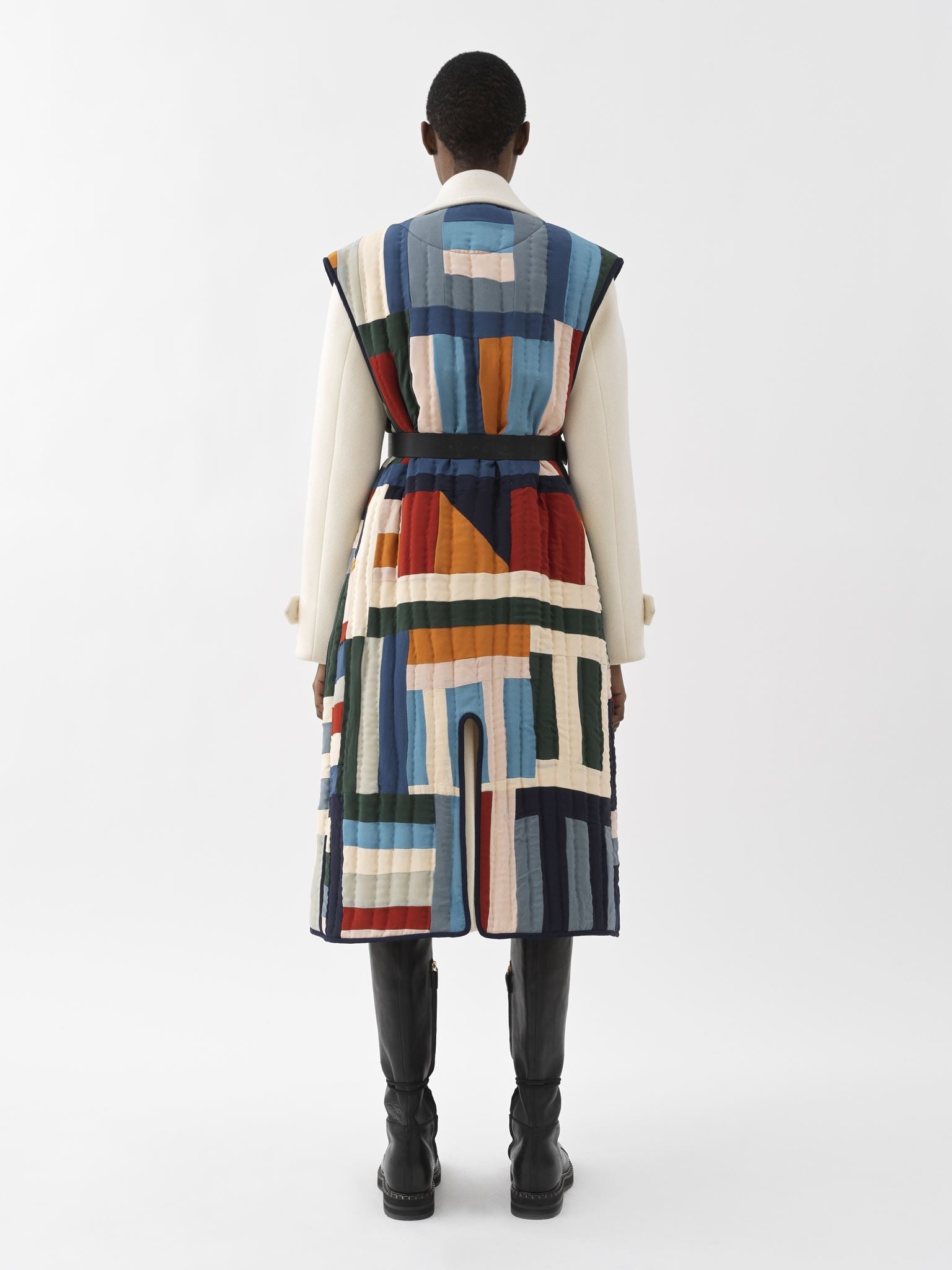 Gilet long matelassé en soie - Multicolor