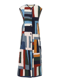 Gilet long matelassé en soie - Multicolor