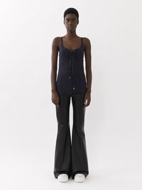 Top sans manches à lacets en lin - Encre Marine