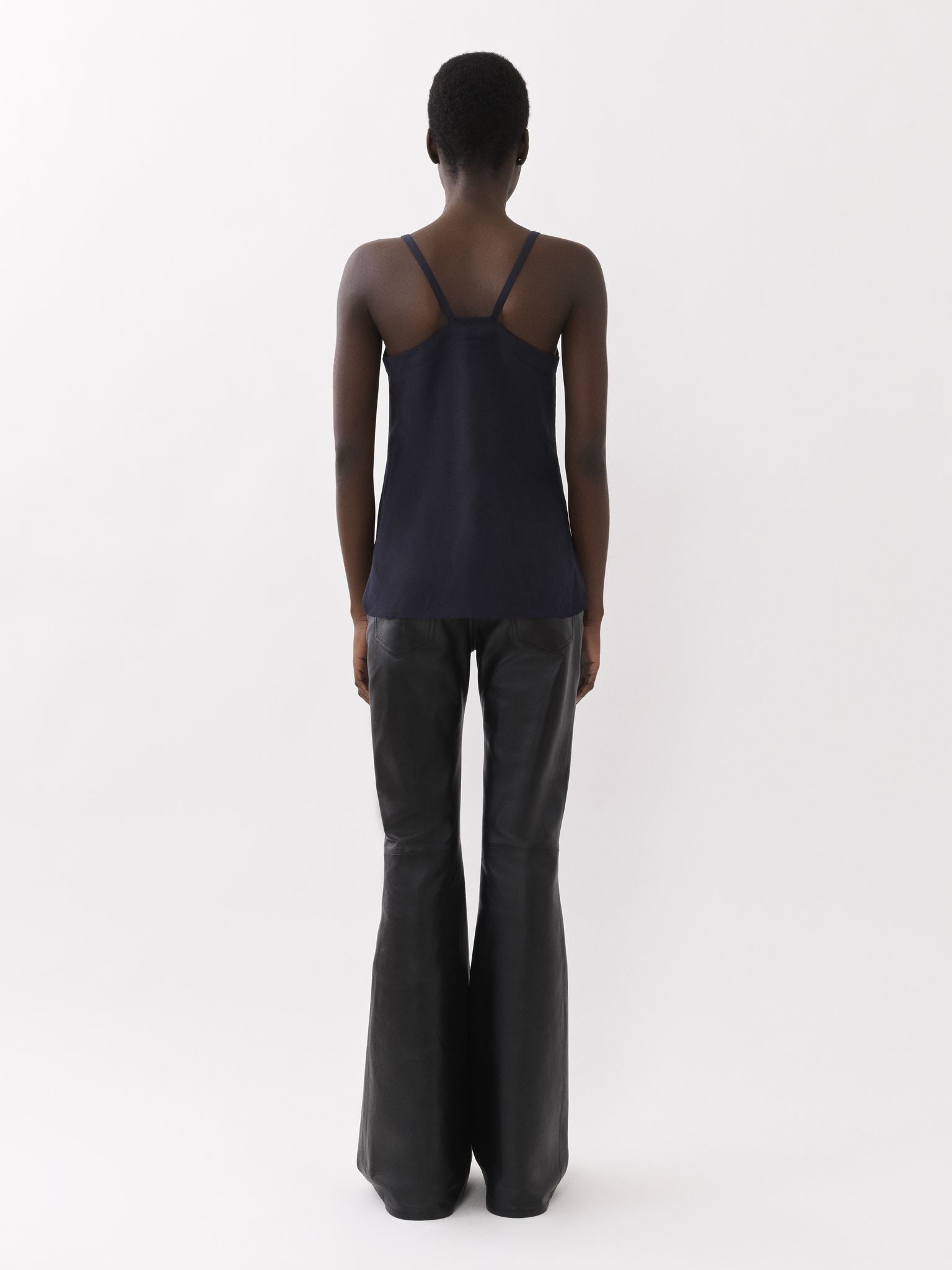 Top sans manches à lacets en lin - Encre Marine