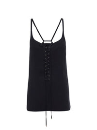 Top sans manches à lacets en lin - Encre Marine