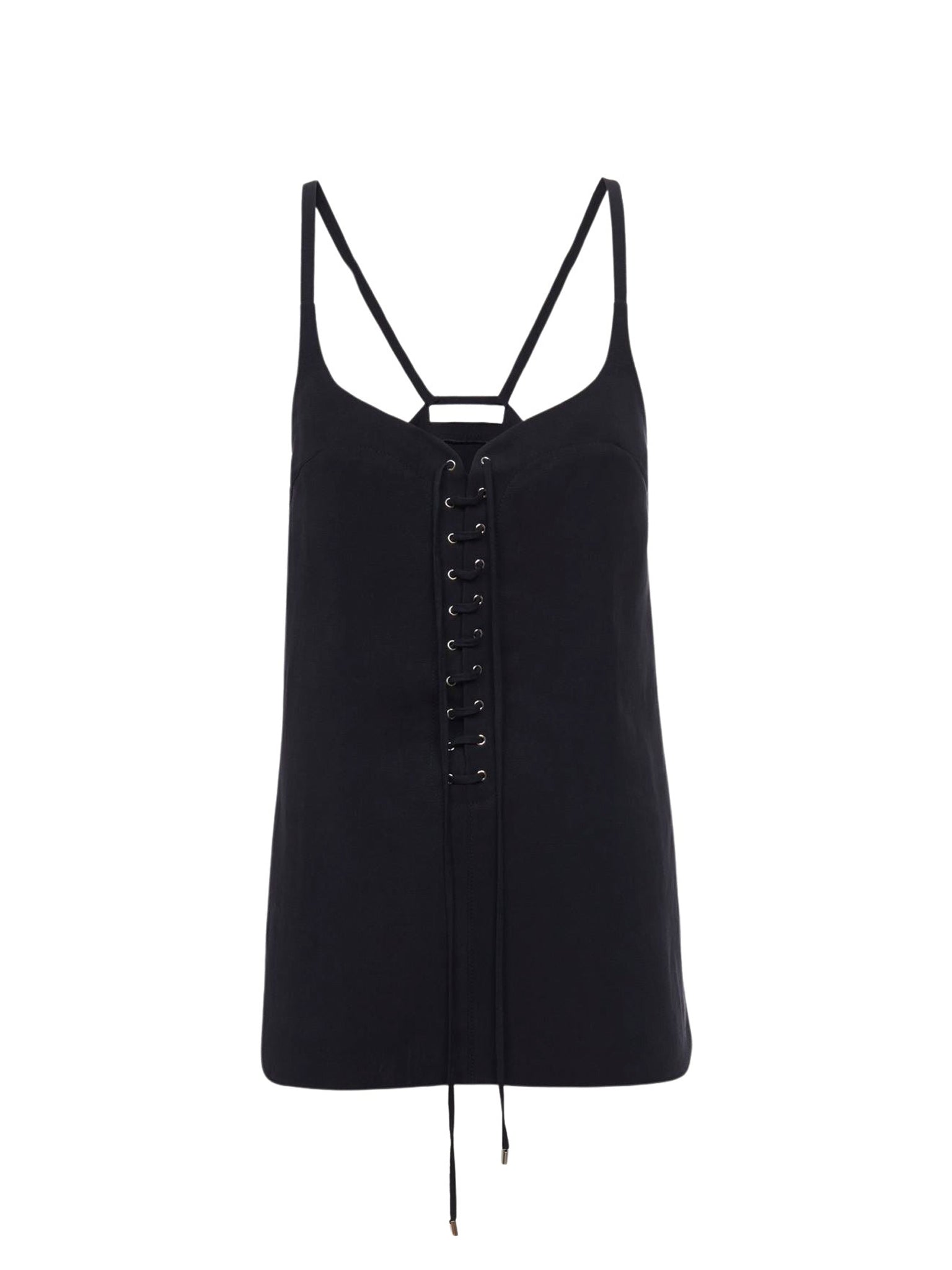 Top sans manches à lacets en lin - Encre Marine