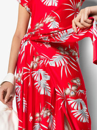 Robe longue ceinturée à imprimé - Red Hawai