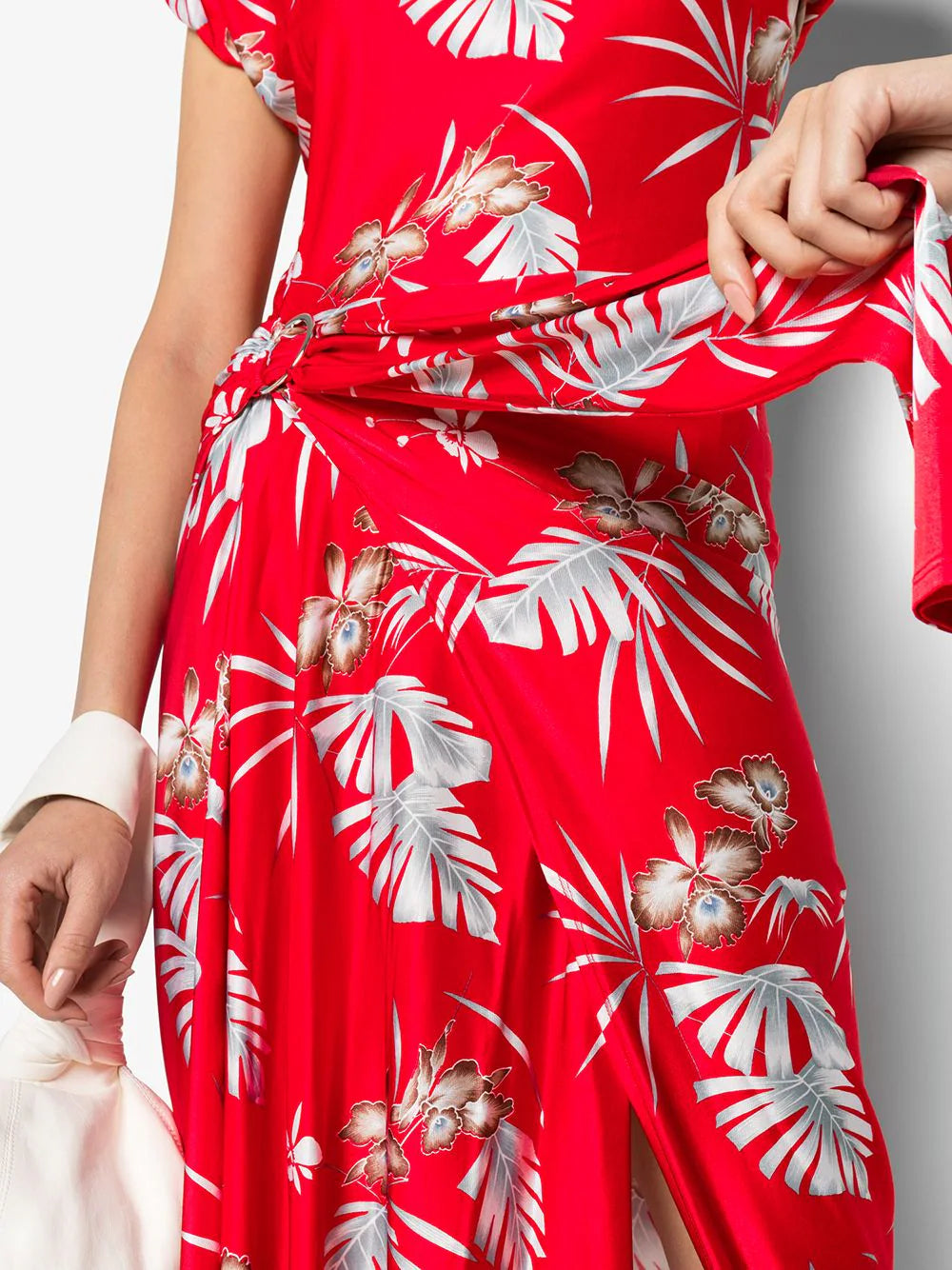 Robe longue ceinturée à imprimé - Red Hawai