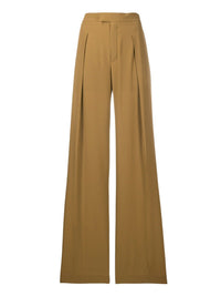 Pantalon palazzo taille haute en soie - Olive