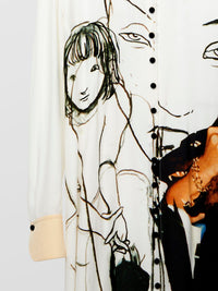 Robe chemise en crêpe à imprimé Rita Ackermann - Black & White