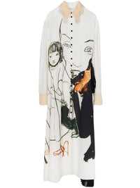 Robe chemise en crêpe à imprimé Rita Ackermann - Black & White