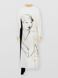 Robe chemise en crêpe à imprimé Rita Ackermann - Black & White