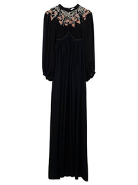 Robe brodée en soie - Noir