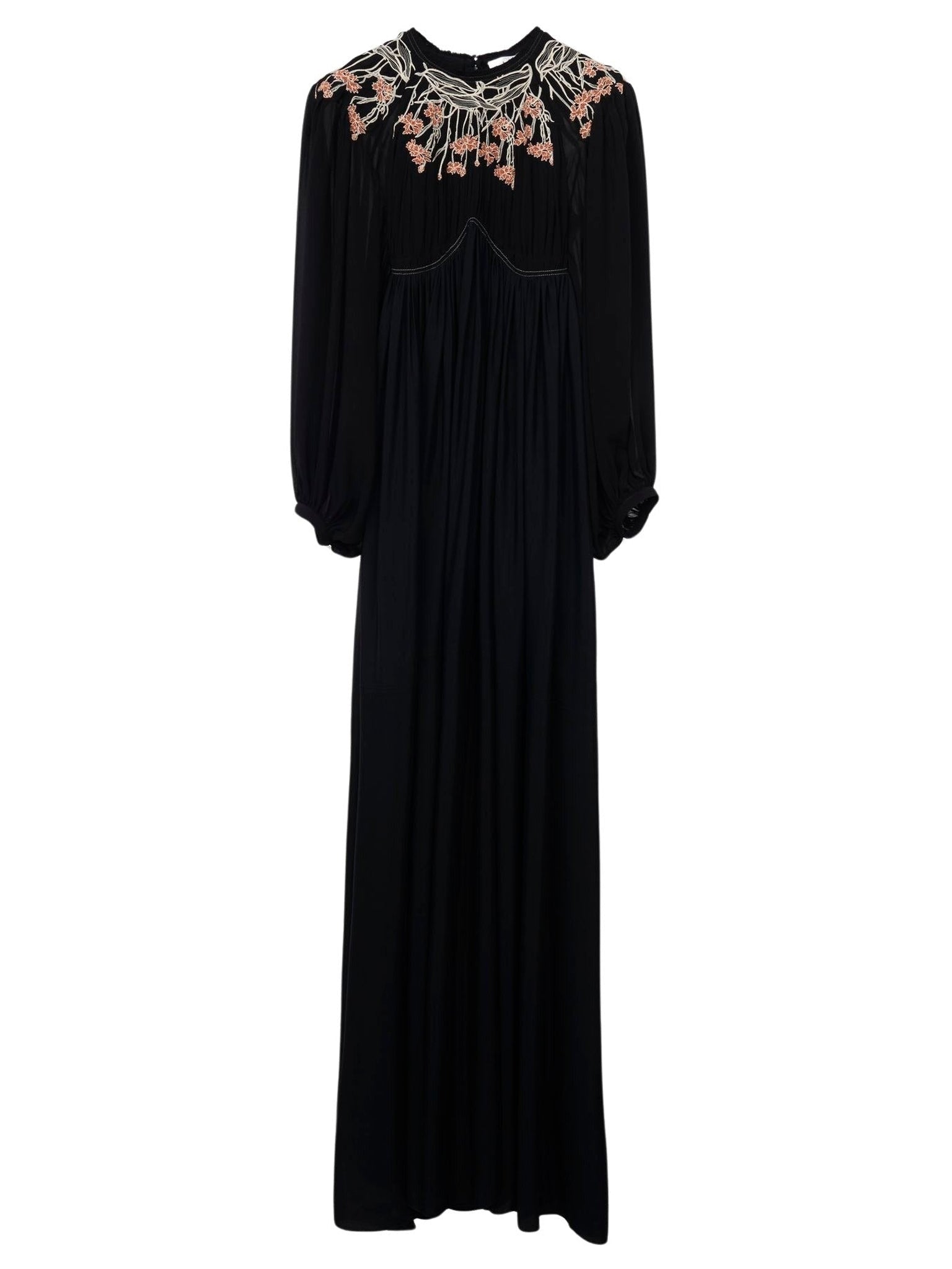 Robe brodée en soie - Noir