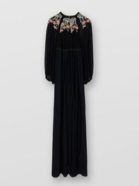 Robe brodée en soie - Noir