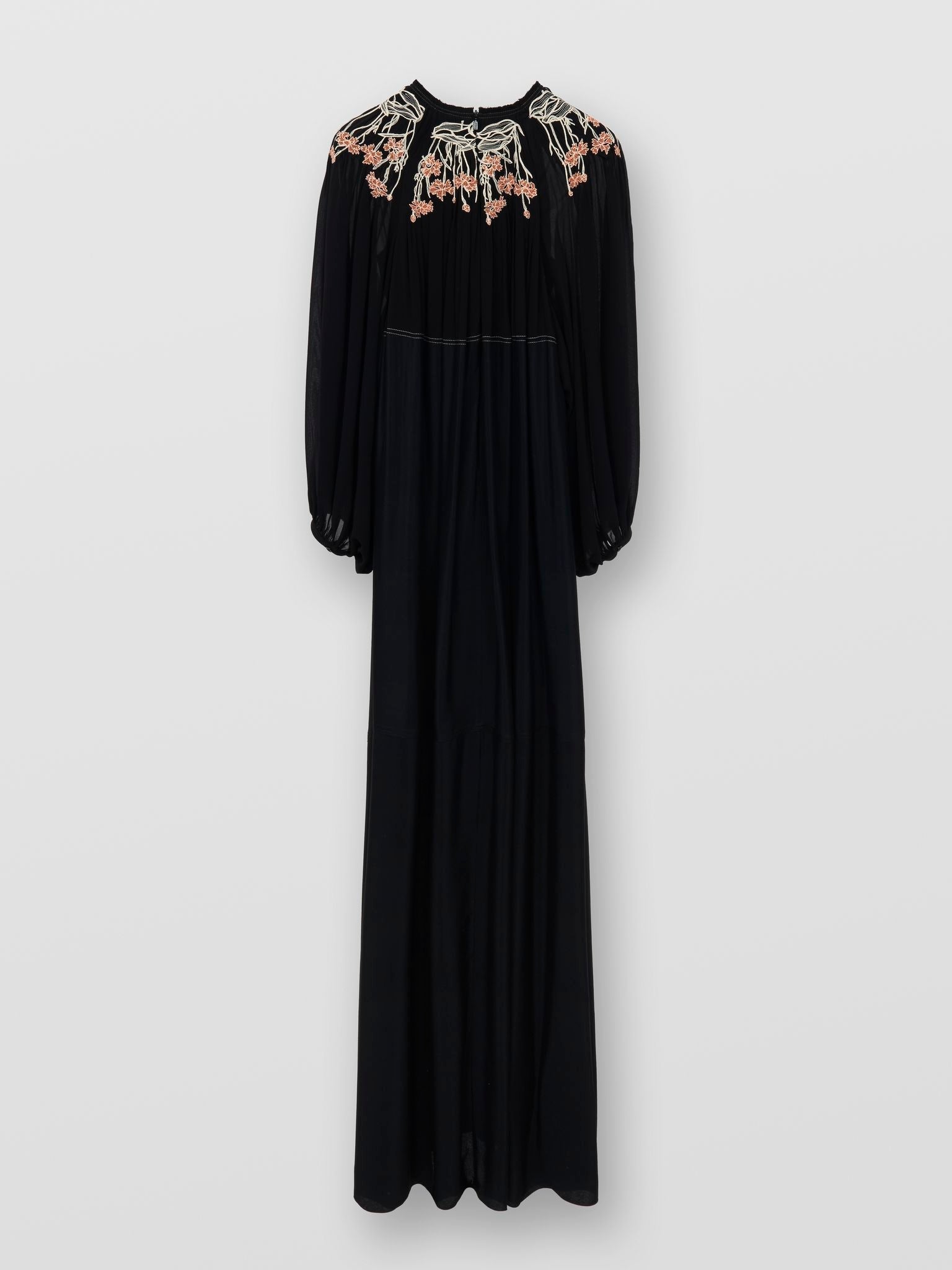 Robe brodée en soie - Noir