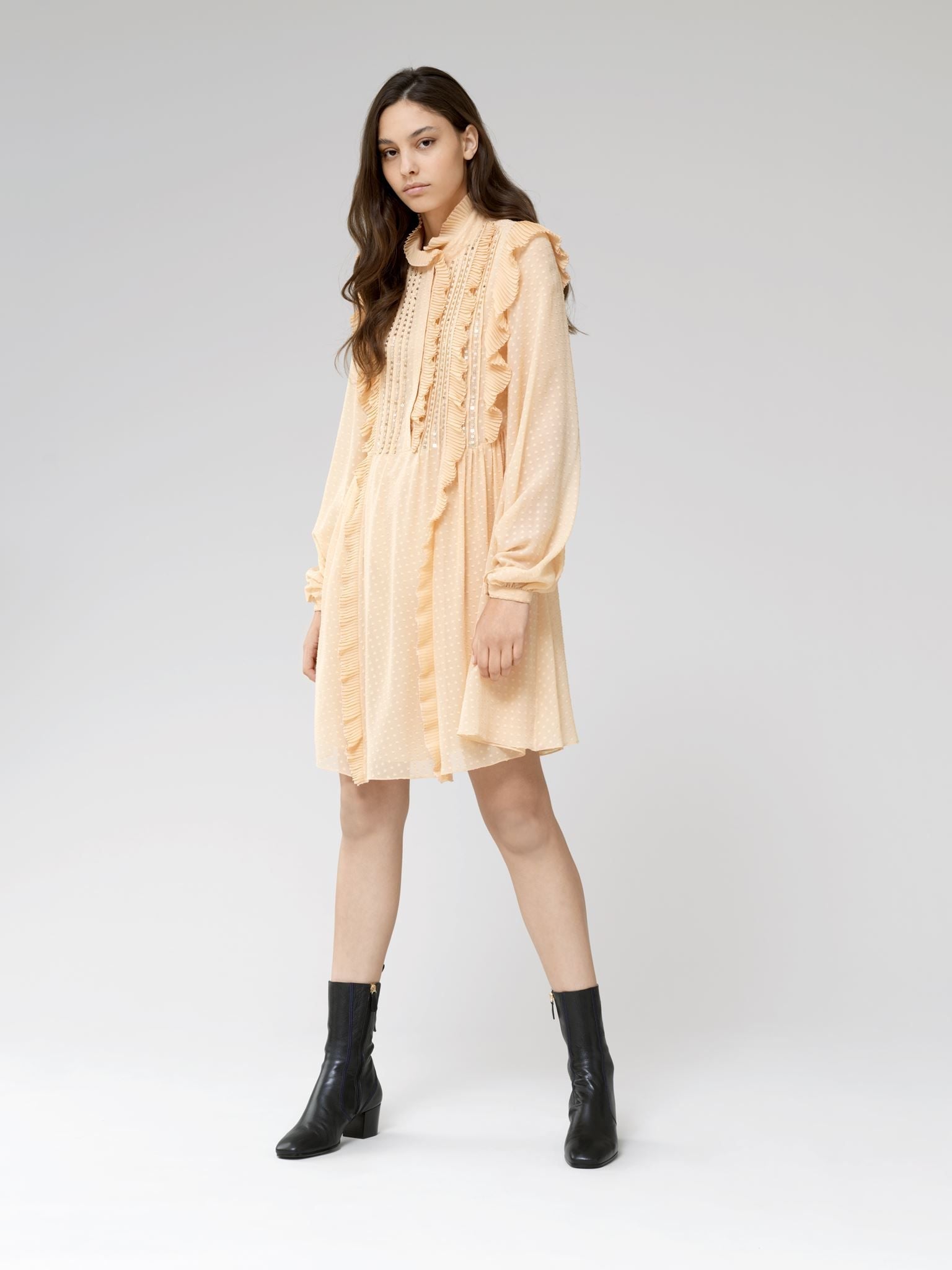 Robe plissée en soie - Biscuit Pink
