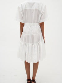 Robe manches courtes à col mao - White