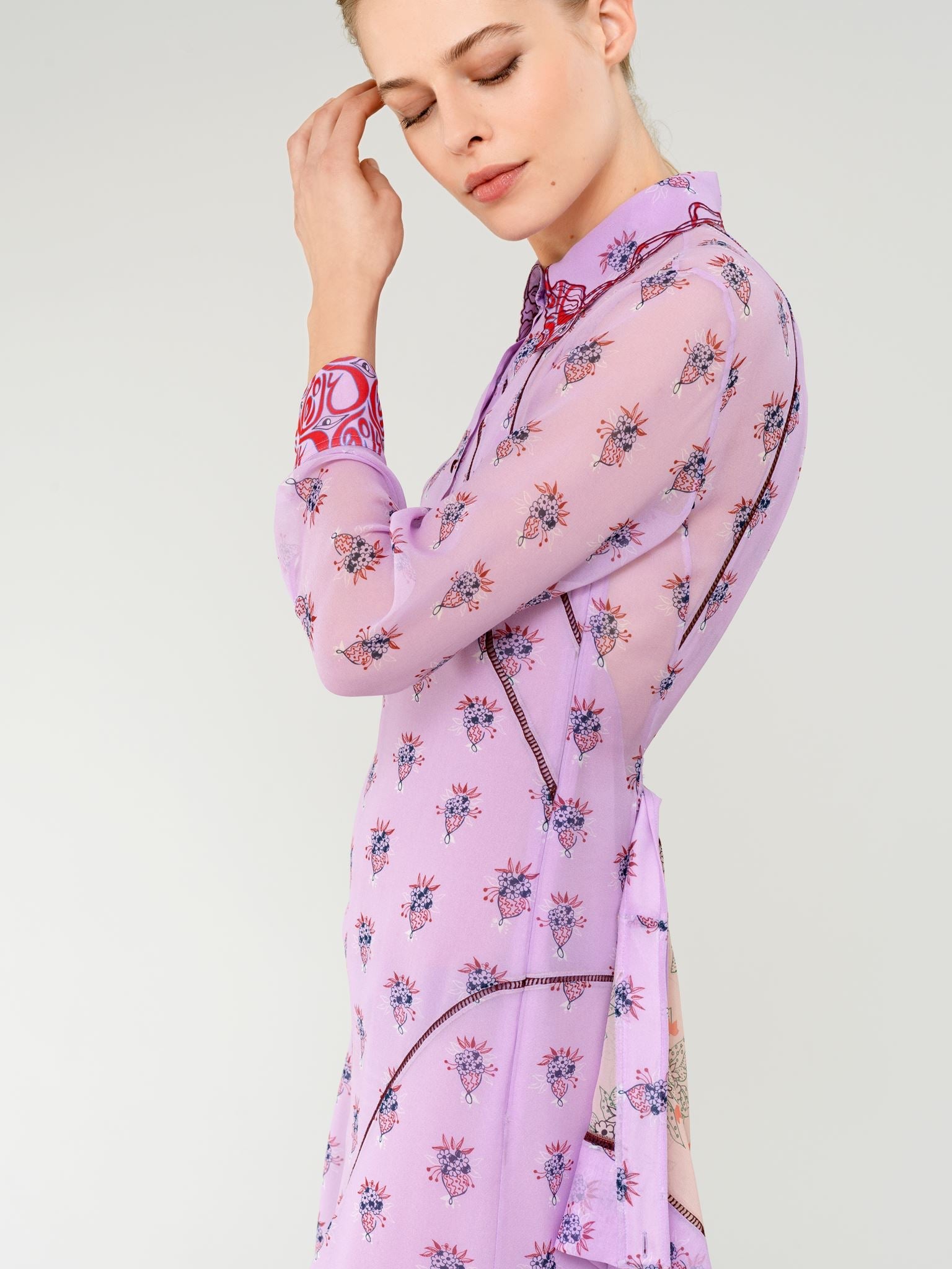Robe chemise en soie - Purple Pink