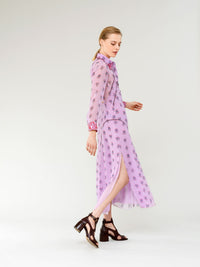 Robe chemise en soie - Purple Pink