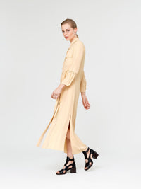 Robe chemise longue détails dentelle - Light Sand
