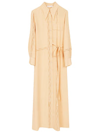 Robe chemise longue détails dentelle - Light Sand