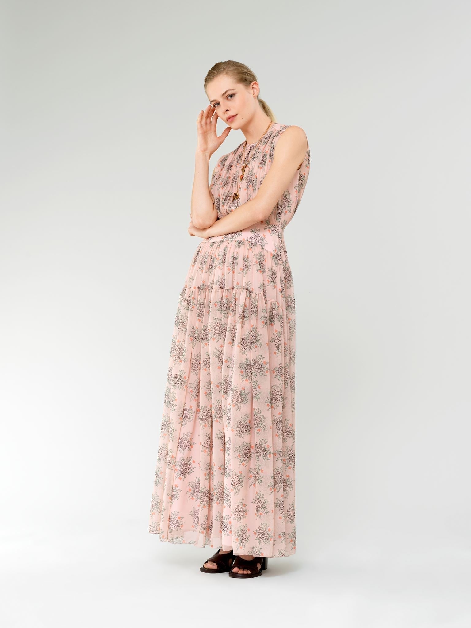 Robe plissée en soie - Rose Sauvage