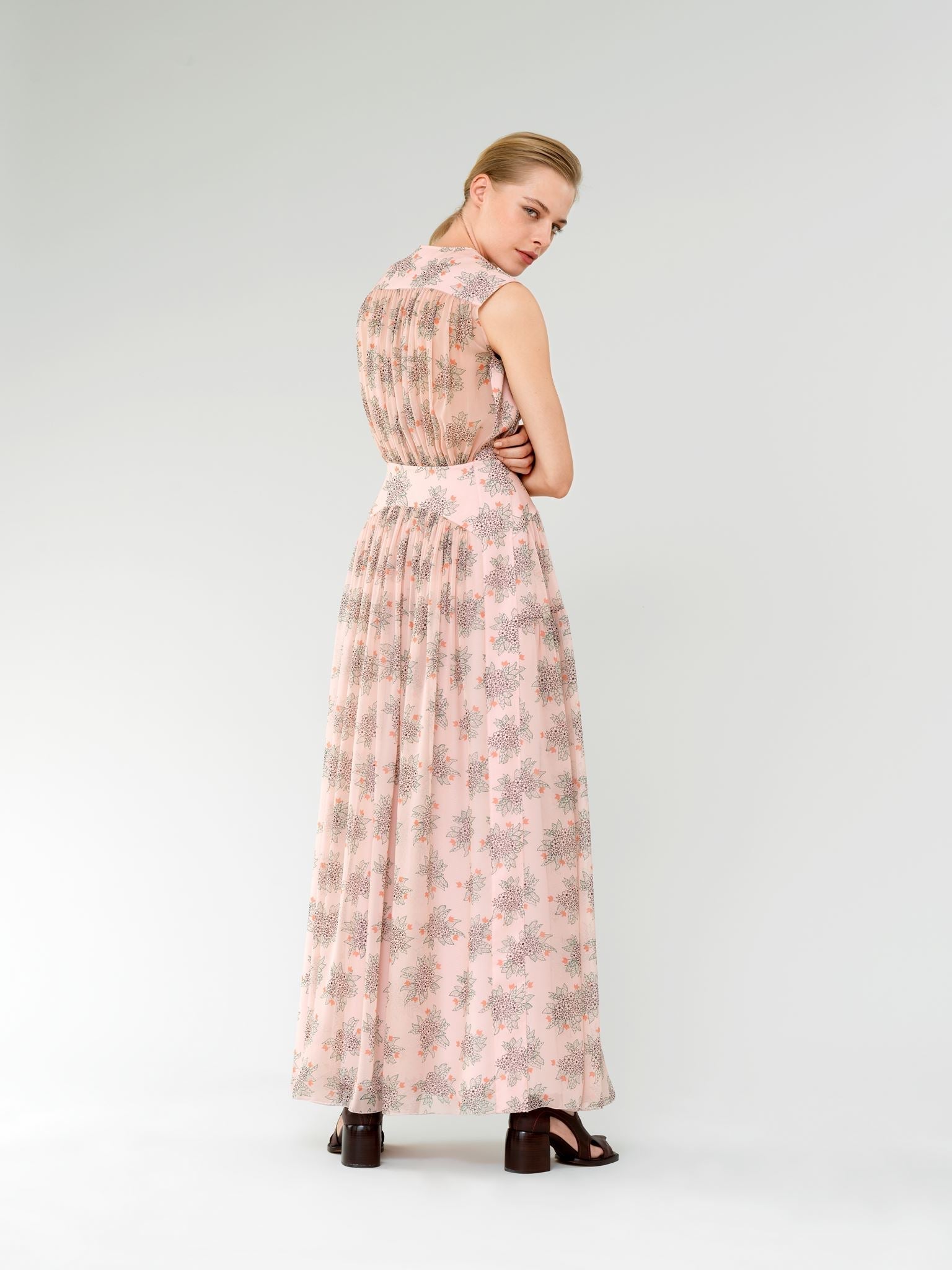 Robe plissée en soie - Rose Sauvage