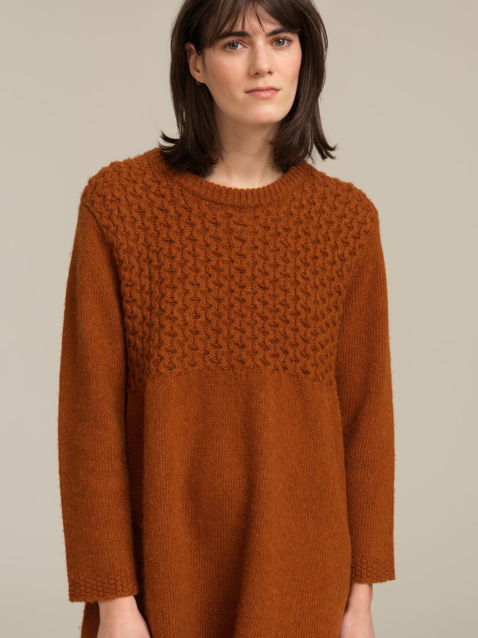 Robe en maille à manches longues - Canyon Brown