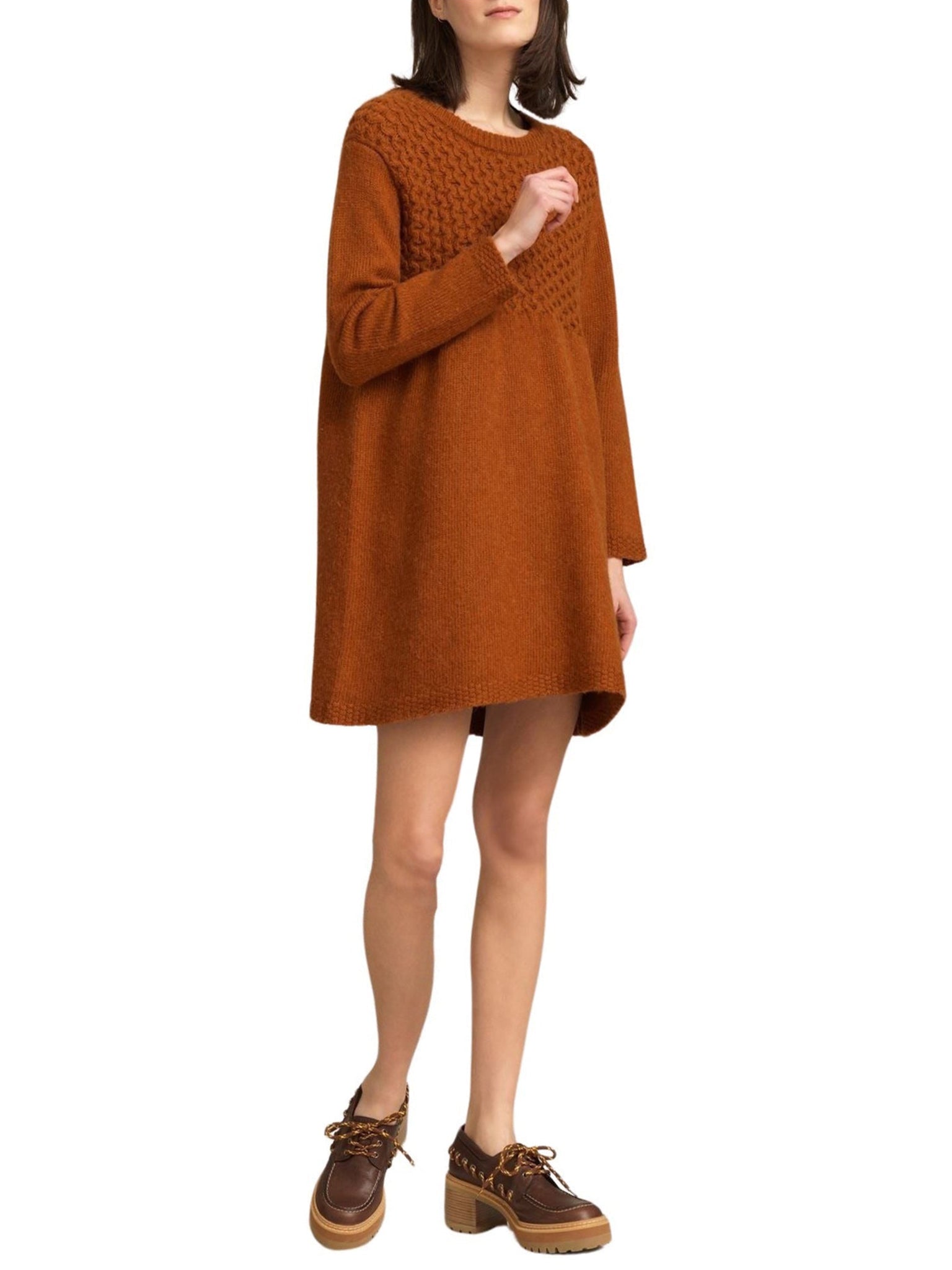 Robe en maille à manches longues - Canyon Brown