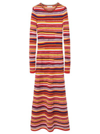 Robe manches longues en cachemire - Multicolor Red