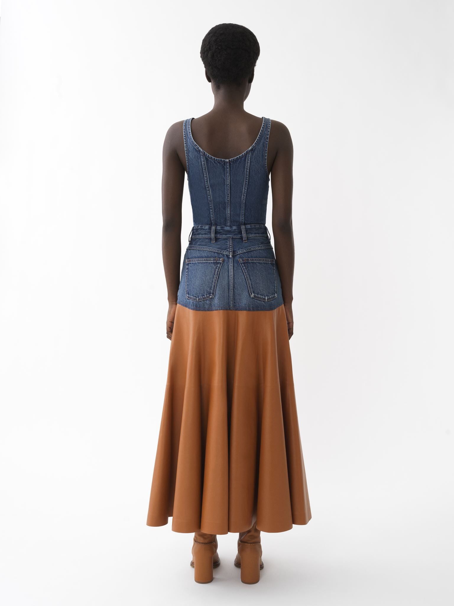 Robe trompe l’oeil évasée - Orange & Blue