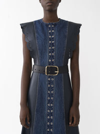 Robe longue évasée en cuir - Multicolor Blue