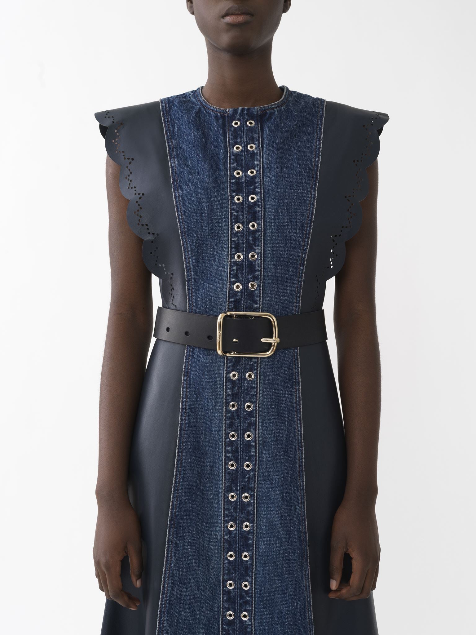 Robe longue évasée en cuir - Multicolor Blue