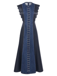Robe longue évasée en cuir - Multicolor Blue