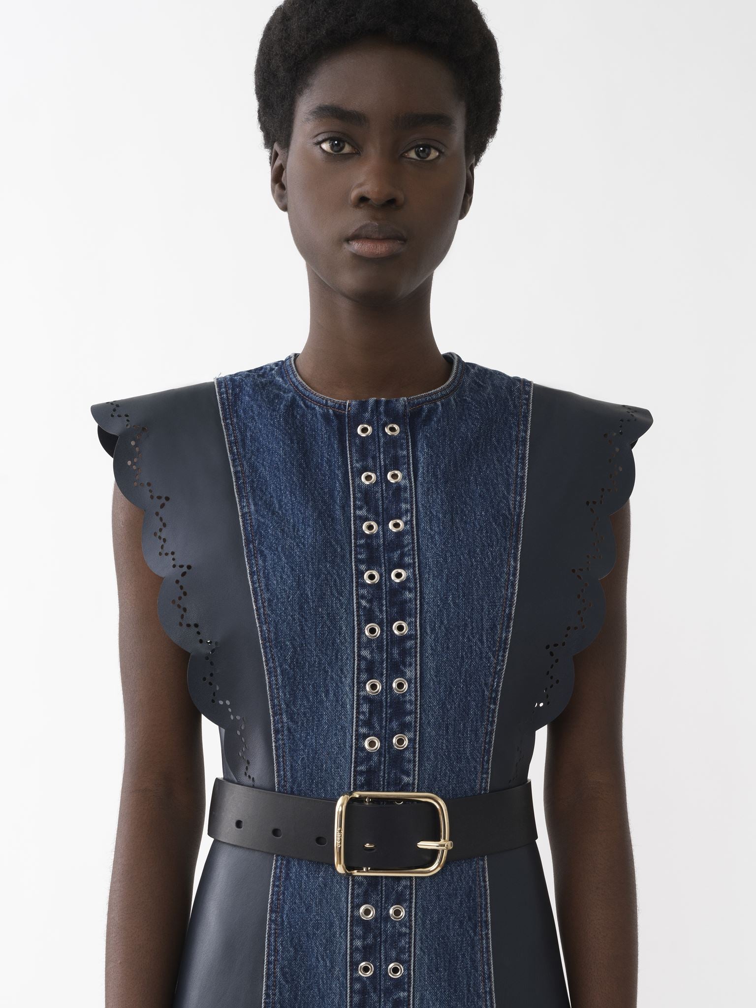 Robe longue évasée en cuir - Multicolor Blue
