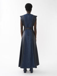 Robe longue évasée en cuir - Multicolor Blue