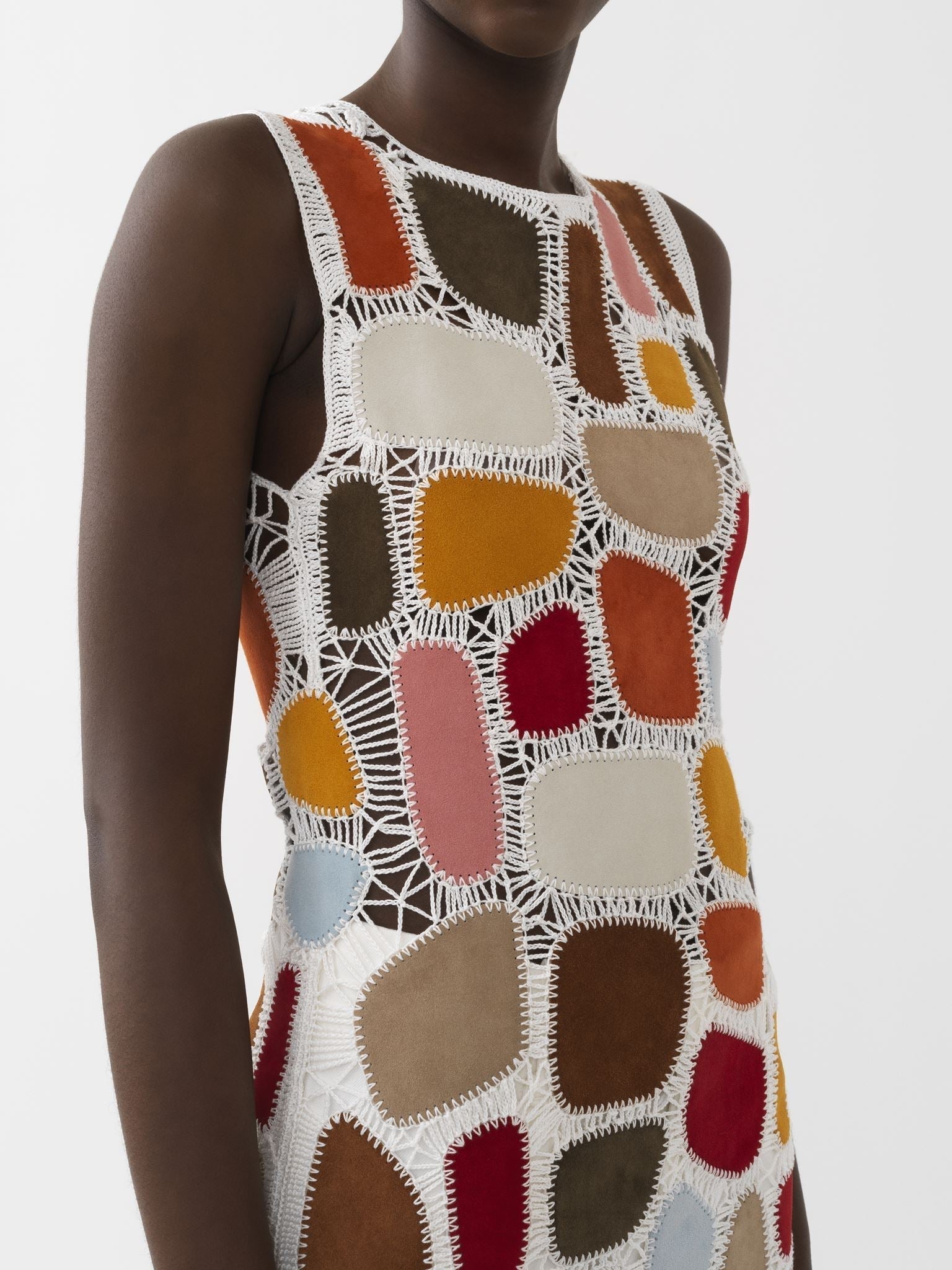 Mini robe trapèze en cuir - Multicolor White