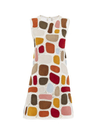 Mini robe trapèze en cuir - Multicolor White