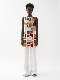 Mini robe trapèze en cuir - Multicolor White