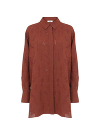 Chemise longue Patricia Chloé x Eres en lin - Red Ochre