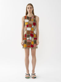 Mini robe trapèze en cuir - Multicolor Brown