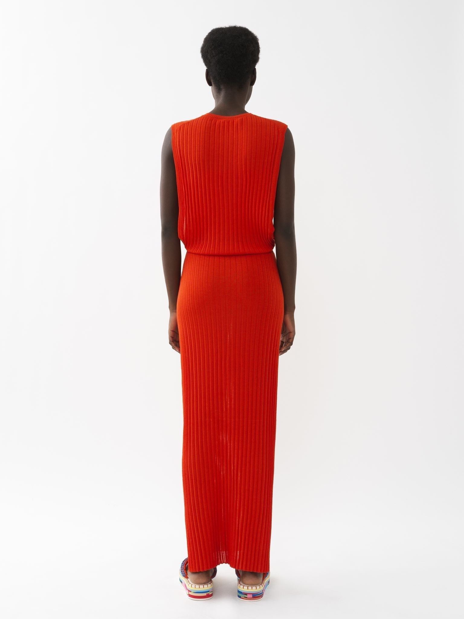 Robe longue en soie - Orange Aimante