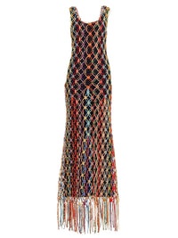 Robe longue ajourée en soie - Multicolor