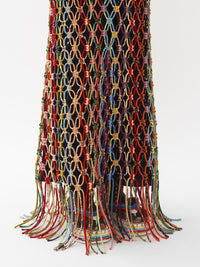 Robe longue ajourée en soie - Multicolor