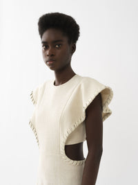 Robe longue en soie et lin - Dusty White