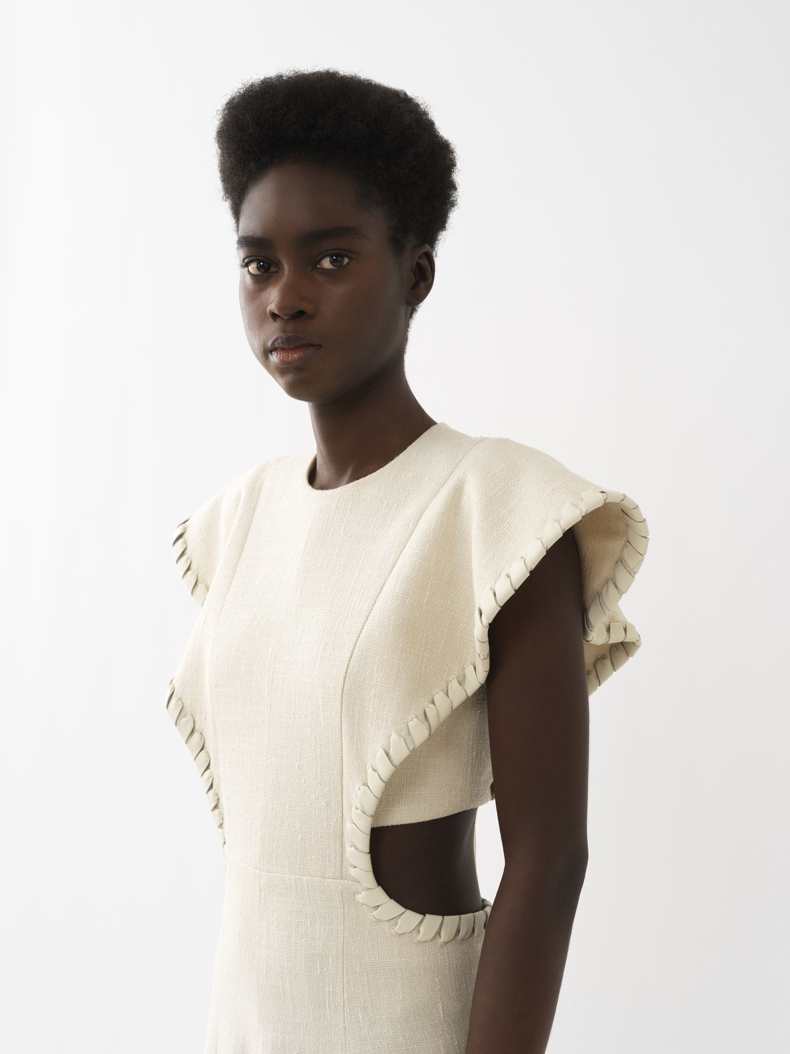 Robe longue en soie et lin - Dusty White