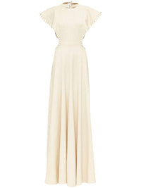 Robe longue en soie et lin - Dusty White