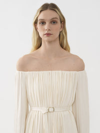 Robe épaules nues en soie - Seedpearl Beige