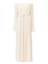 Robe épaules nues en soie - Seedpearl Beige